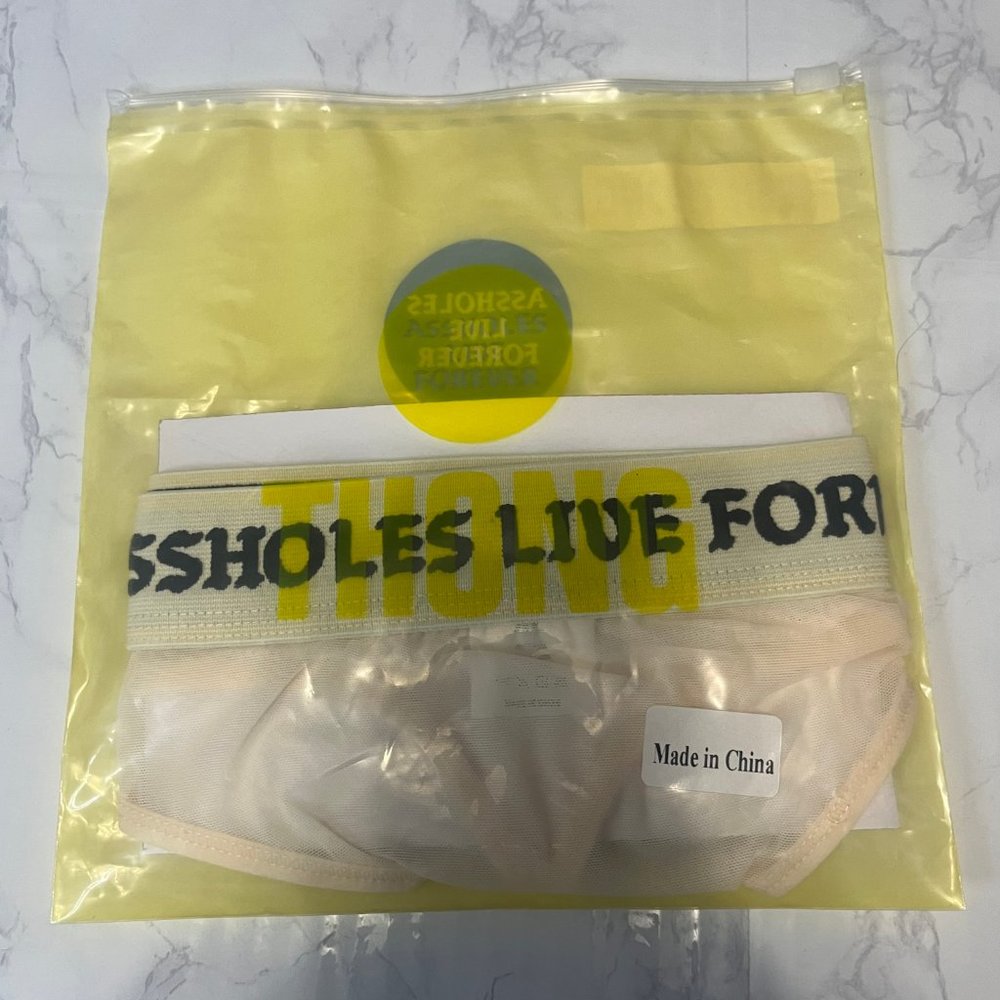 NWT A$$holes Live Forever Pink Mesh Thong, Size: XL
